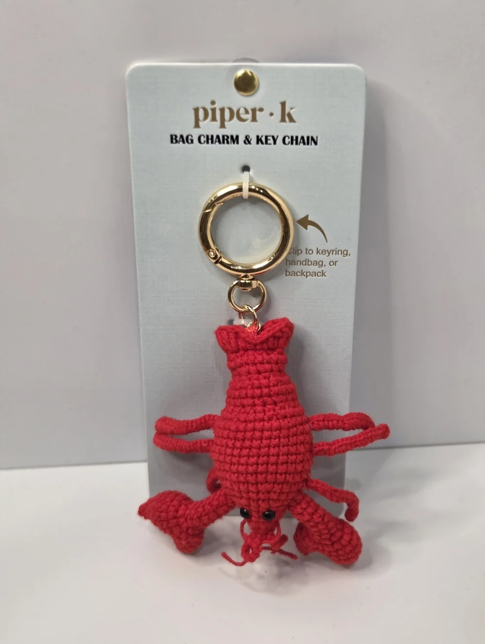 🦞▪️Piper K  ▪️Uk Exclusive Red Crochet Lobster Keychain